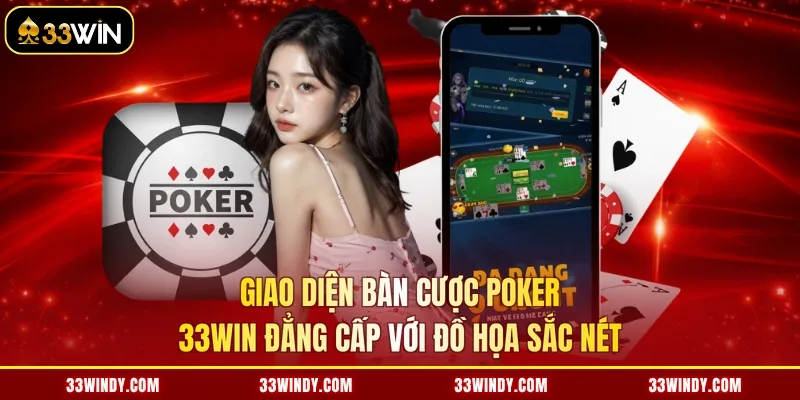 Giao diện bàn cược poker 33win đẳng cấp với đồ họa sắc nét